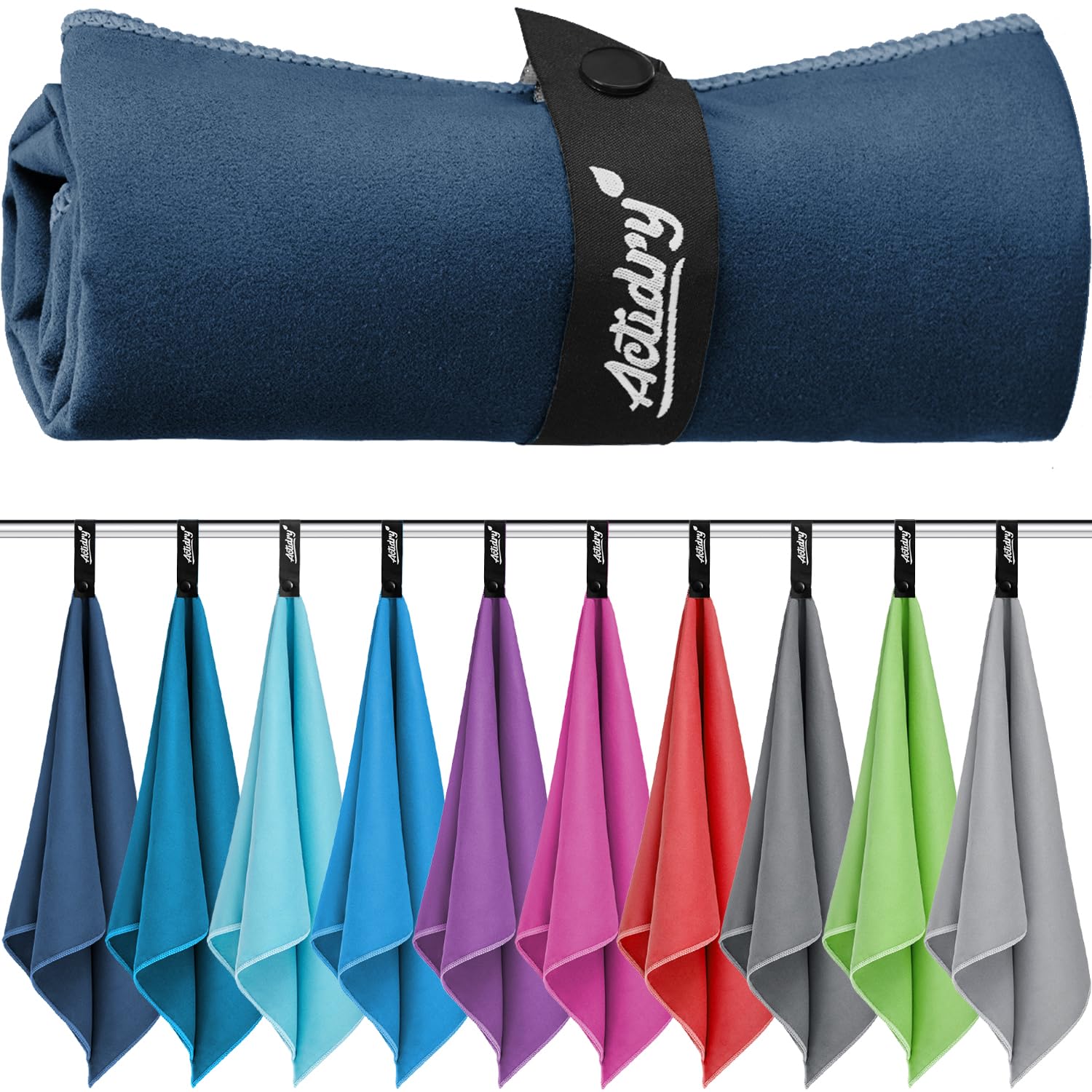 Actidry Microfiber towel, XL/L/M, 10 colors, light, quick-drying, highly absorbent, beach, bath, sauna, swimming towels