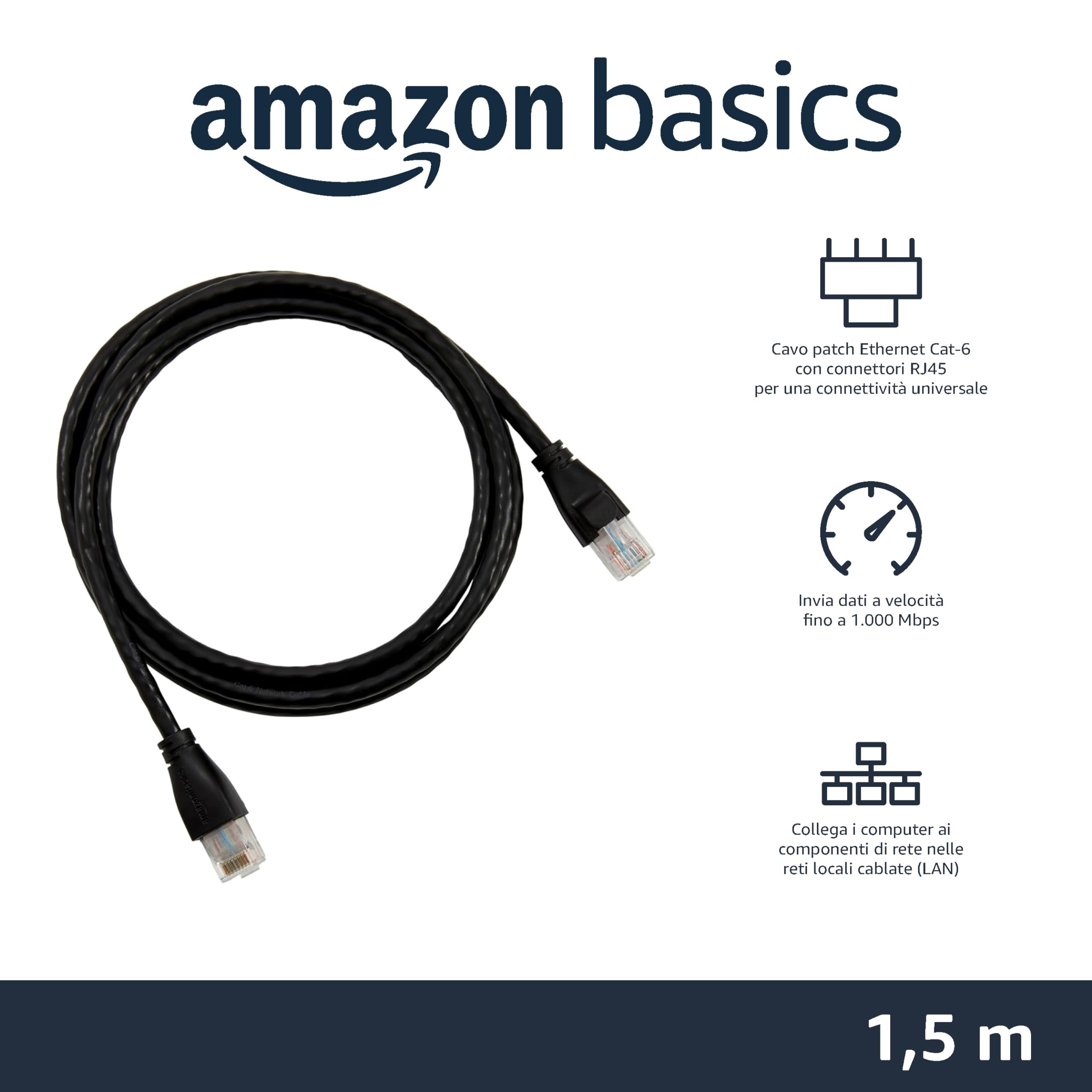 Amazon Basics Kabel Ethernet Cat6 RJ45 1,5m Czarny