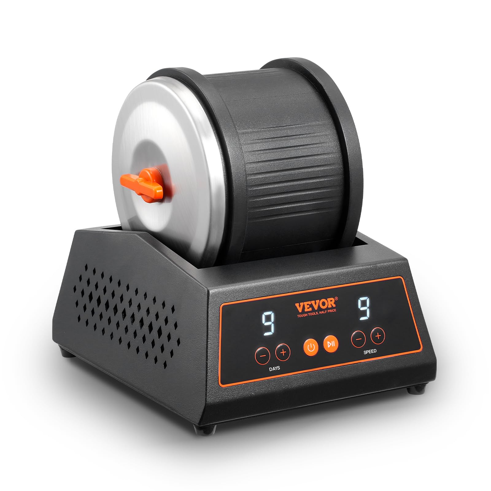 VEVOR Rock Tumbler Machine, 4 lbs Rock Polishing Machine, 9 Speed Settings 9-Day Polishing Timer Stone Tumbler, Direct Drive Motor Rock Polisher, Cold-rolled Steel Body, Rock Polisher for Adults Kids