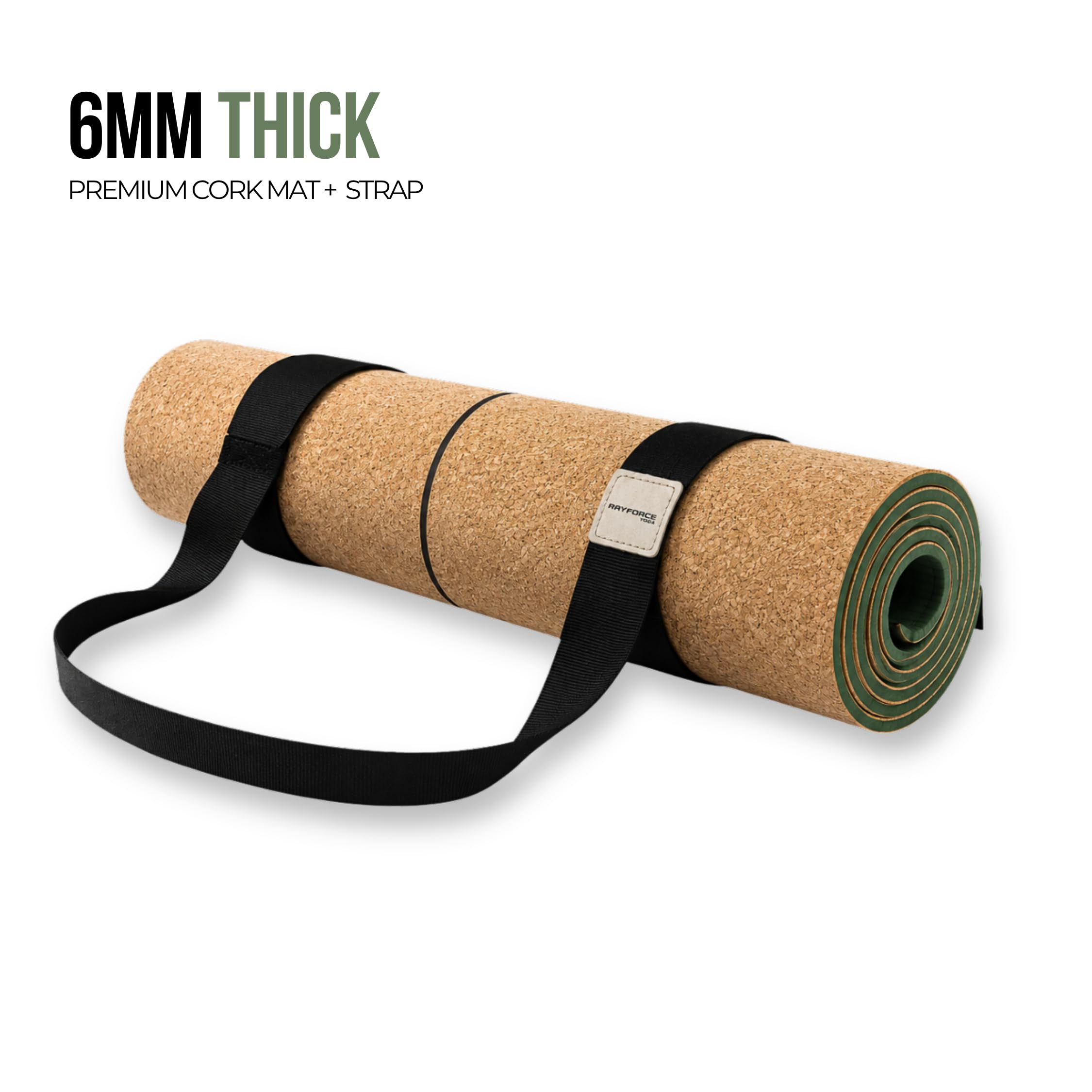 Hochwertige Yogamatte aus Kork (6 mm) und Tragegurt – dicke Matte mit Ausrichtungsmarkierungen, rutschfest, super Grip, leicht, umweltfreundlich und natürlich