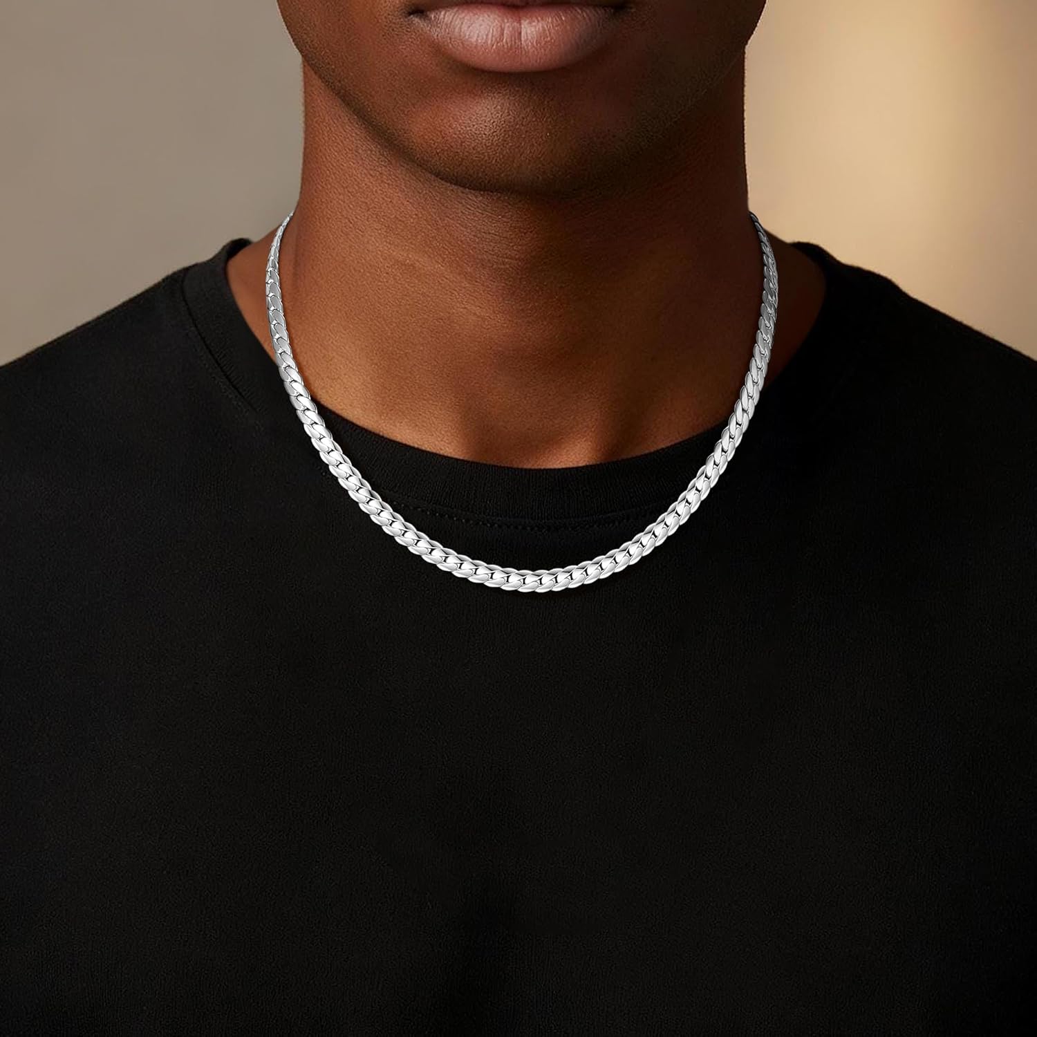 HIMSTORY Silver Chain for Men, 925 Sterling Silver Over 3.5mm/5mm/7mm Diamond Cut Cuban Link Chain for Men Father Husband Boyfriend 16 18 20 22 24 26 Inch