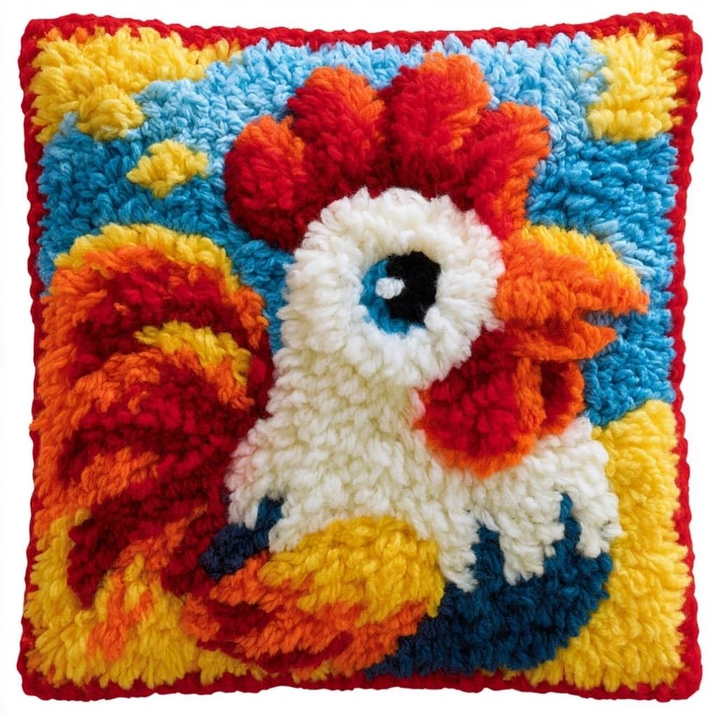 Taxpy B Diy Latch Hook Pillow Kit Rooster 17X17 Inch