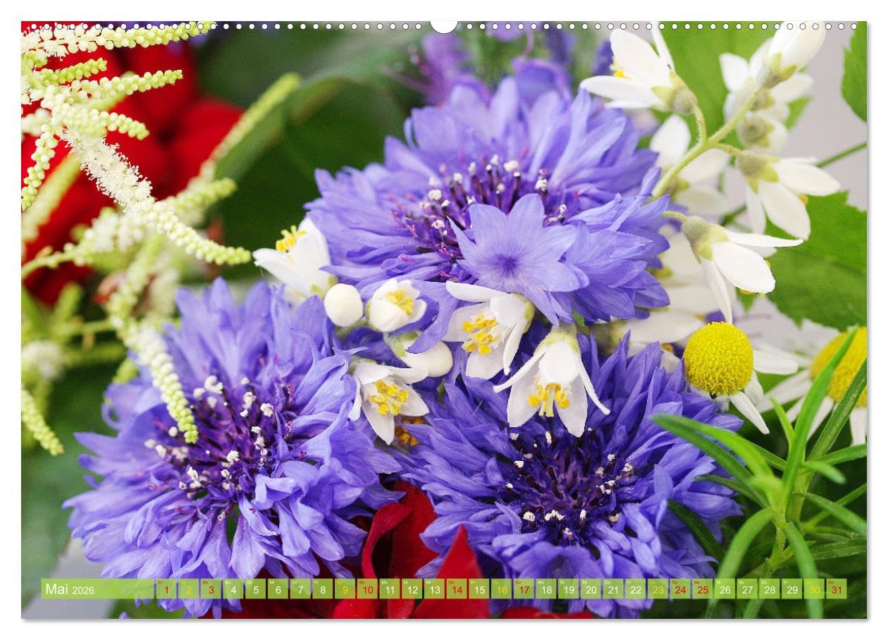 Blumen - Eine bunte Mischung (Wandkalender 2026 DIN A2 quer), CALVENDO Monatskalender: Strahlende Blüten und Sträuße (CALVENDO Natur)
