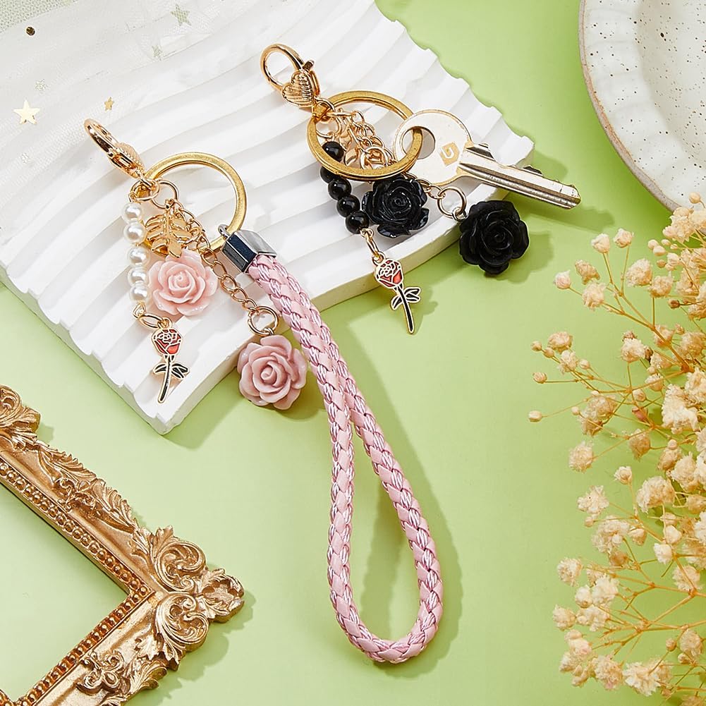 SUPERFINDINGS 5Pcs 5 Colors Flower Clip On Charms Lobster Claw Clasp Charms 3D Rose Charm Pendants Rose Keychain Flower Keychain for Key Keyring Car Bag Purse Decoration Hanging Ornaments - Image 4