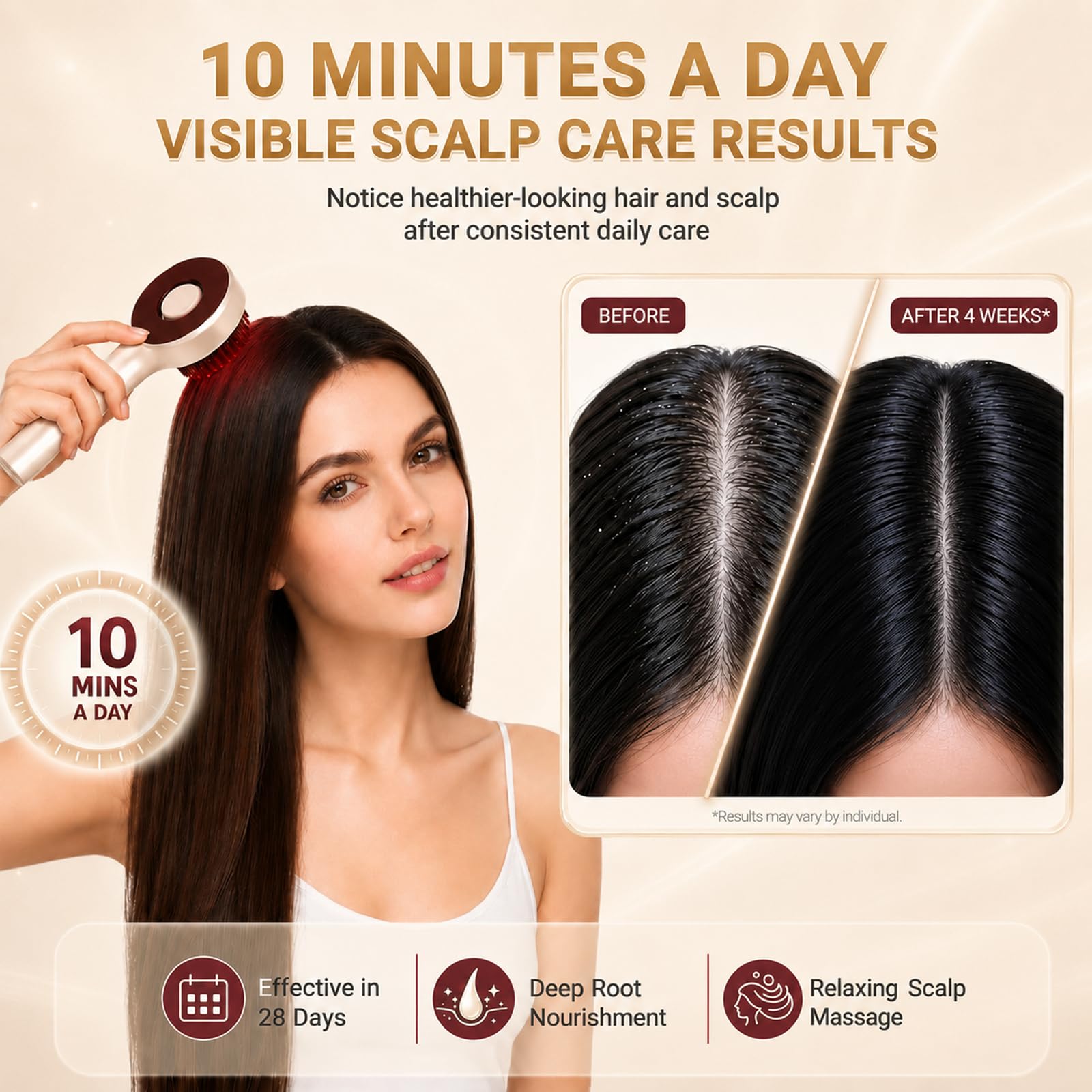 Scalp Massager, 3-in-1 Hair Oil Applicator, Cordless Electric Massager, IPX7 Waterproof, Portable Scalp Brush for Hair Growth & Dandruff Removal, Salon Home & Travel Use, White