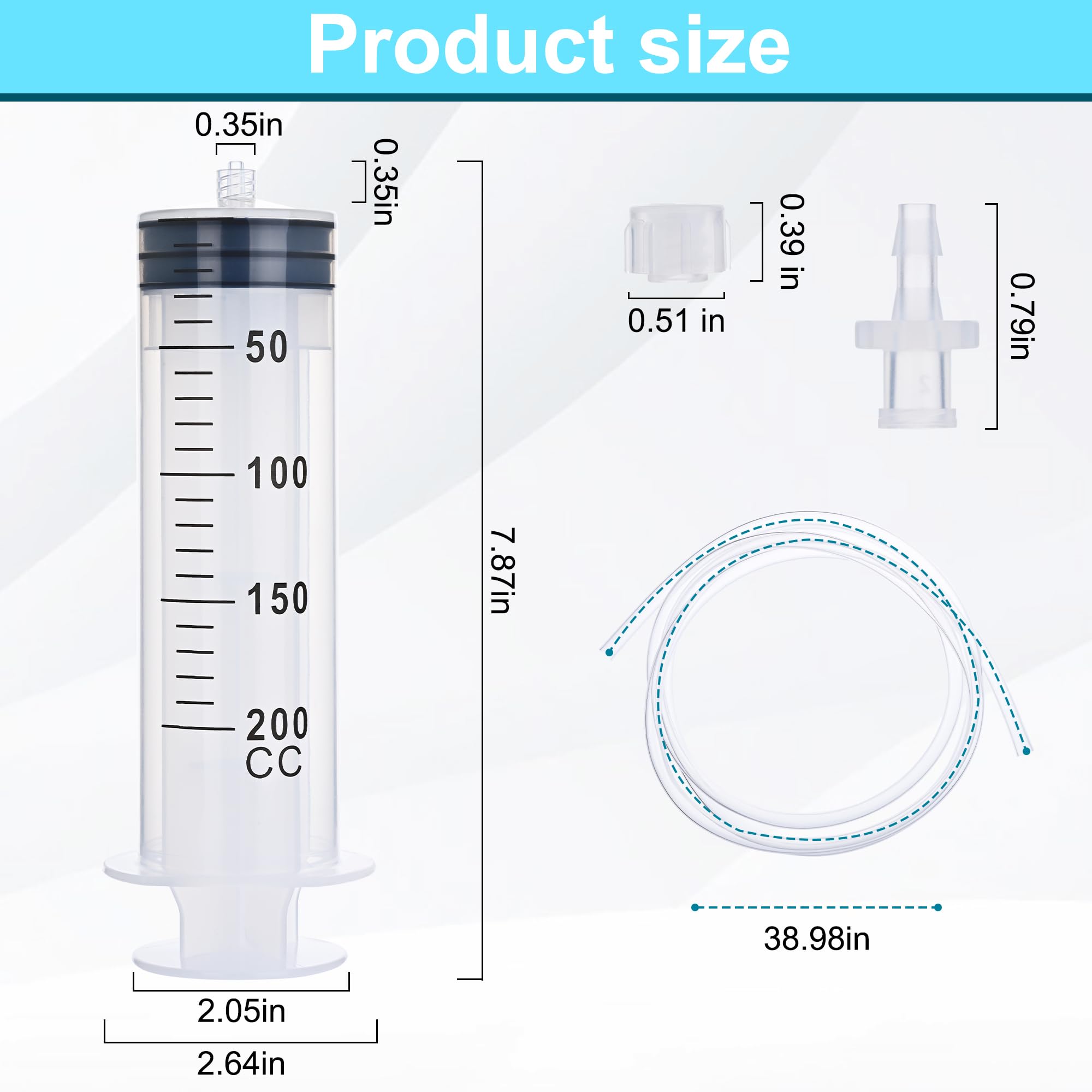 200ml Luer Lock Syringe with 39" Tube and Luer Connections, 2 Pack — Amazon image 2