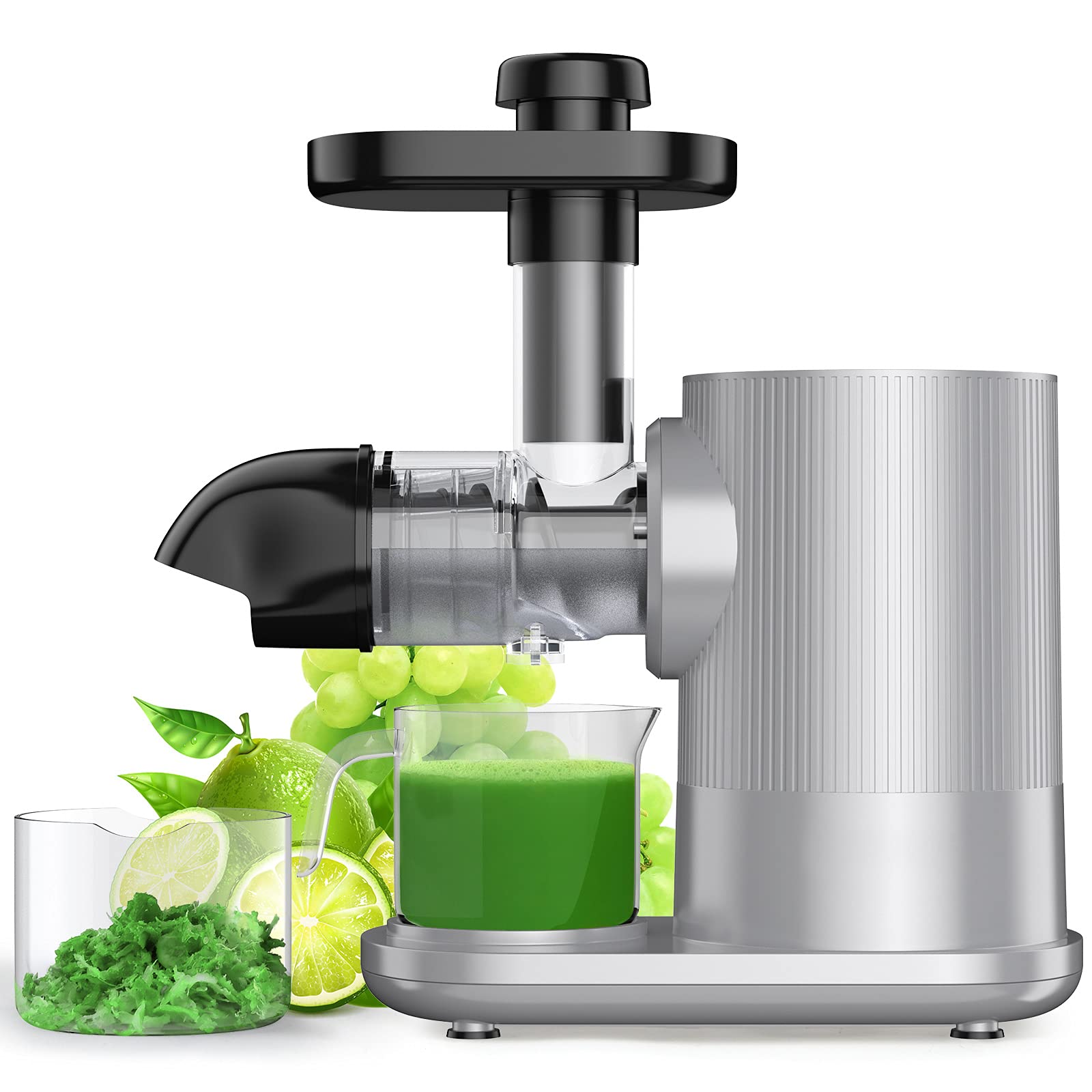 COSTWAY Slow Masticating Juicer Machine, Cold Press Juicer Extractor with Quiet Copper Motor, Reserve Function, Juice Jug and Brush for High Nutrient Juice