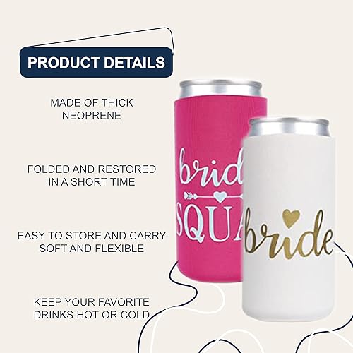 Miniatura 4 de PartyGifts&Beyond Paquete de 10 decoraciones para despedida de soltera, delgadas, para regalos de dama de honor, para novias, escuadrón de latas