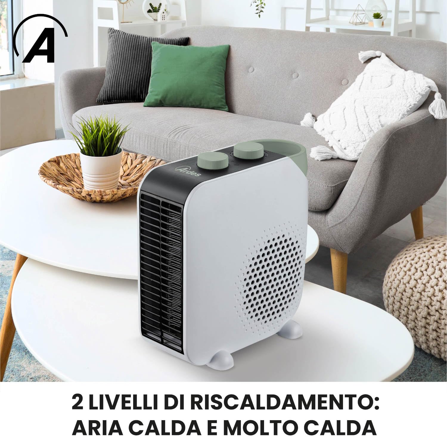ARDES VERTIGO AR4F15 Termoventilatore elettrico ceramico 2000 W con termostato e ventilazione per bagno e uso occasionale
