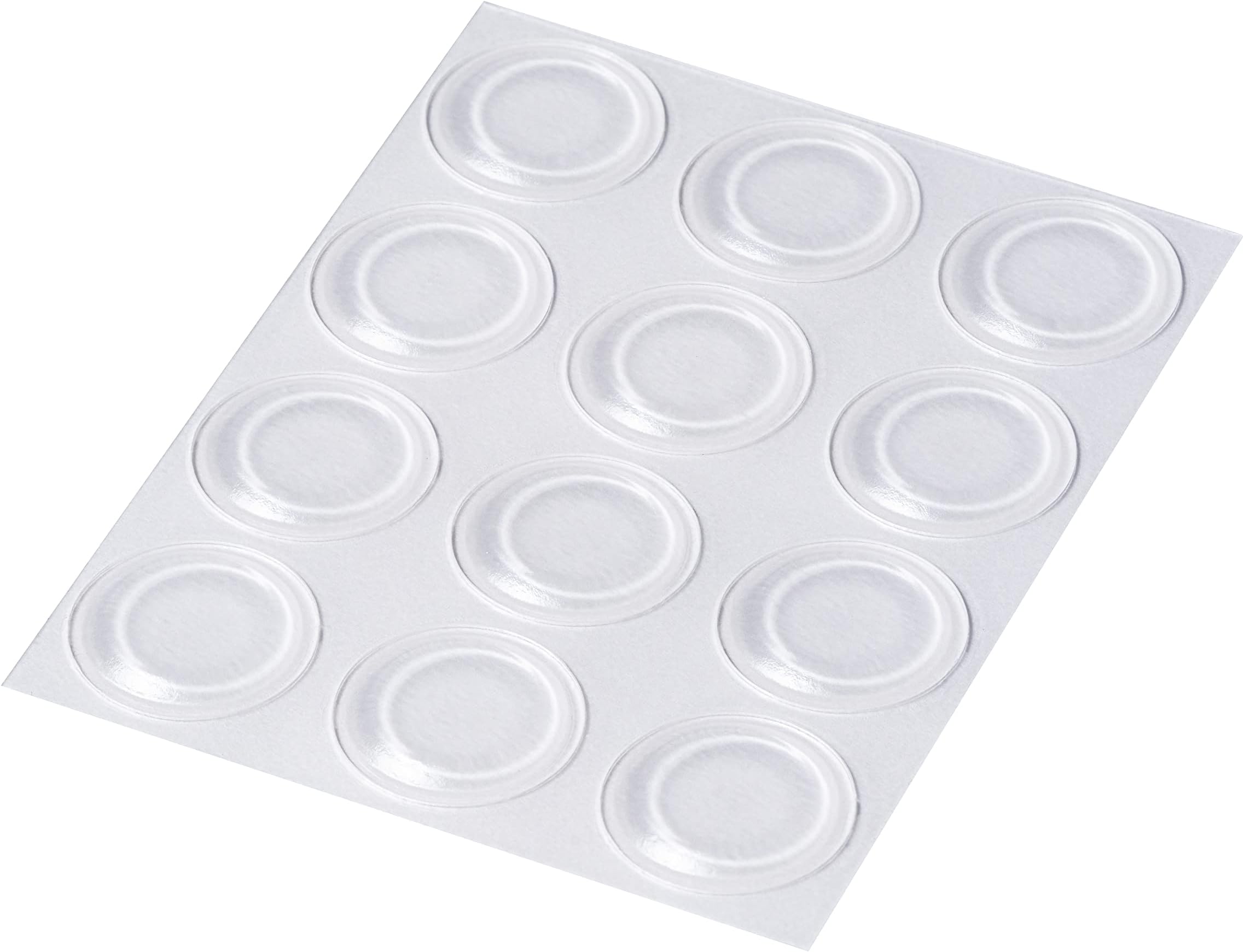 Self Adhesive Rubber Feet, Clear Flat Bumper Pads for Glass Cutting Boards, Table Tops, Crafts - 19mm x 1.9mm (12)