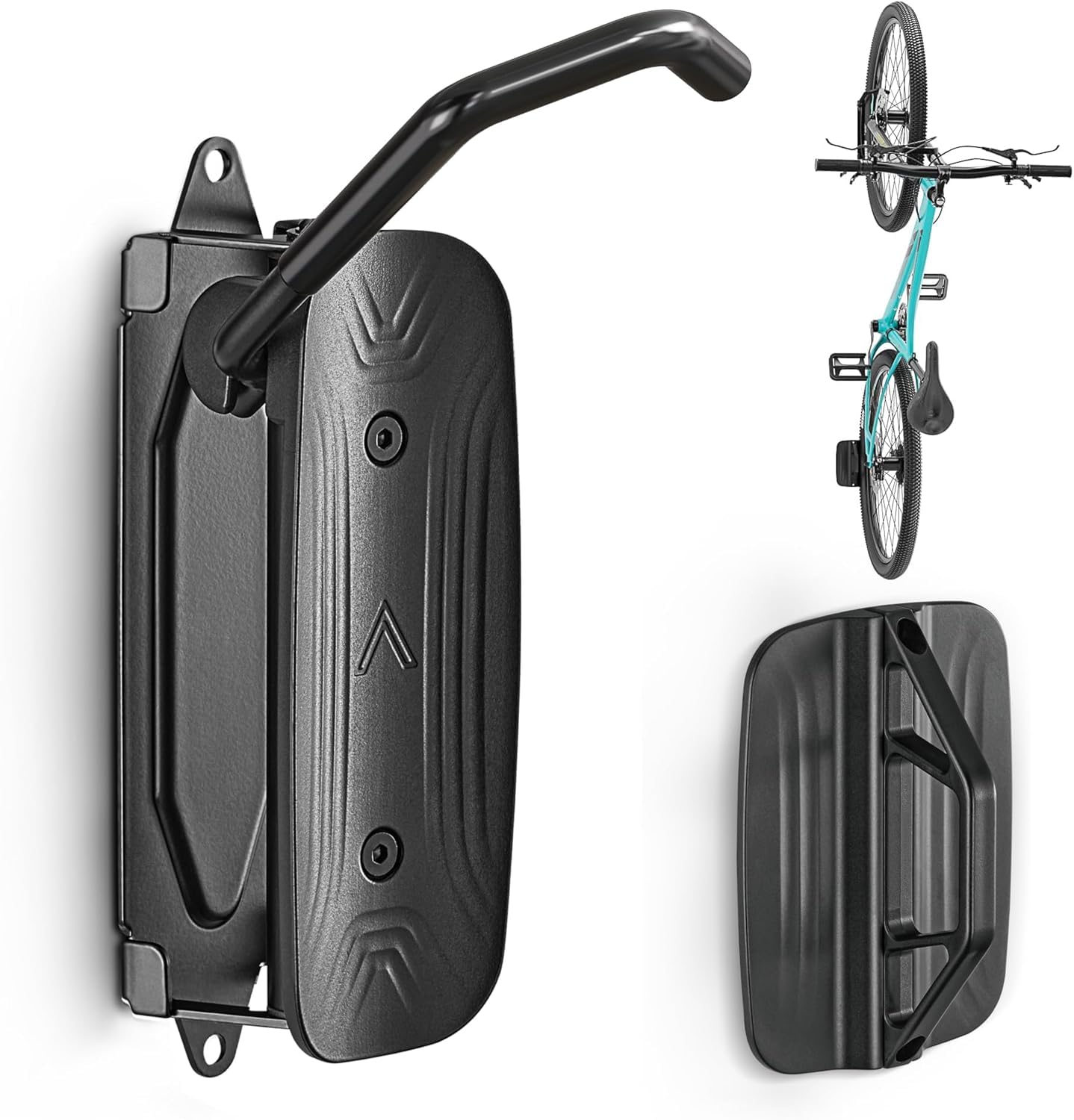 Soporte Bicicletas Pared Giratorio, Colgadores De Bicicleta Para Pared Garaje, Cuelga Bicicletas Vertical Que Ahorra Espacio, Soporta Hasta 30 Kg, Fácil De Instalar, Color Negro.