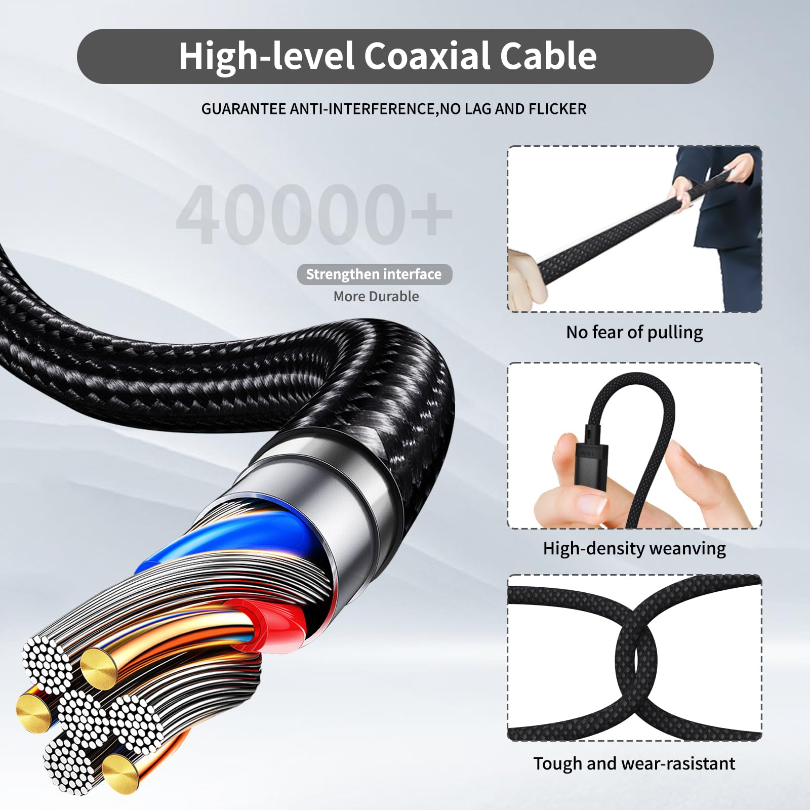 Cable USB-C a magnético 3 compatible con carga Magsafe - Carga rápida de 140 W, cable trenzado de 2 m para MacBook Pro/Air M4 M3 M2 modelos (2021-2026) - Blcak