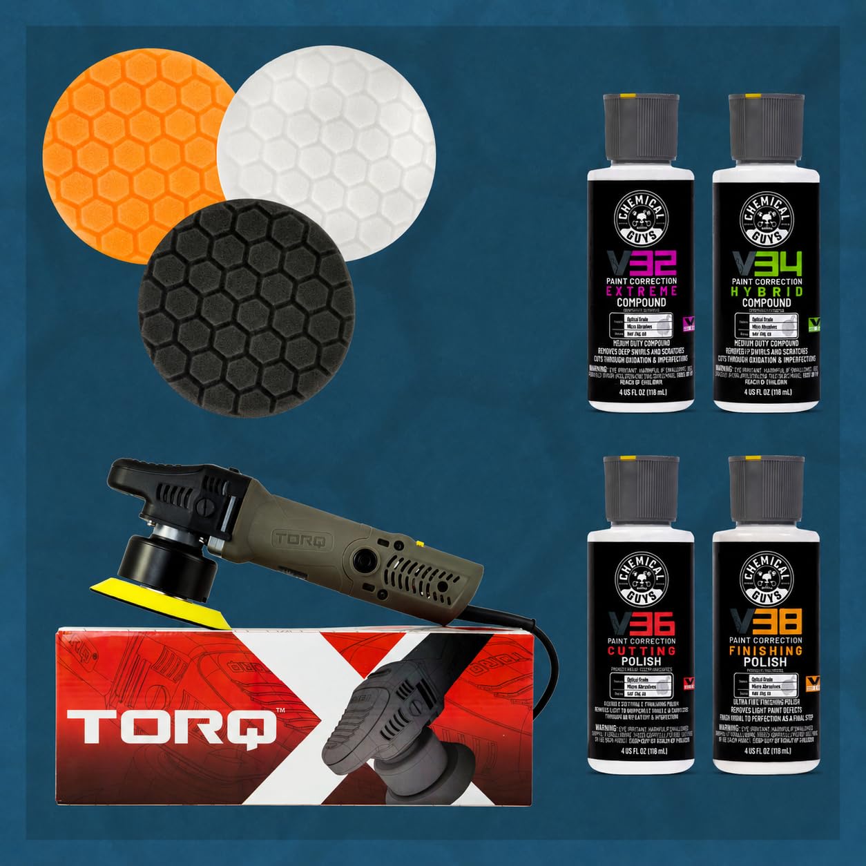 Zestaw polerki orbitalnej Torq (9 sztuk)