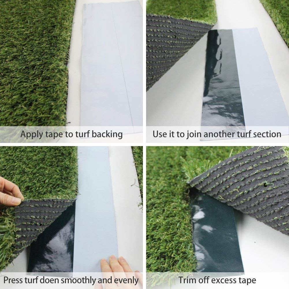 Nastro di Giuntura ad Erba Artificiale, Erba Nastro Banda Giunzione di Prato Sintetico Tappeto Pre-incollata per Posa Erba da Giardino Balcone Top Qualità 15cm*10m