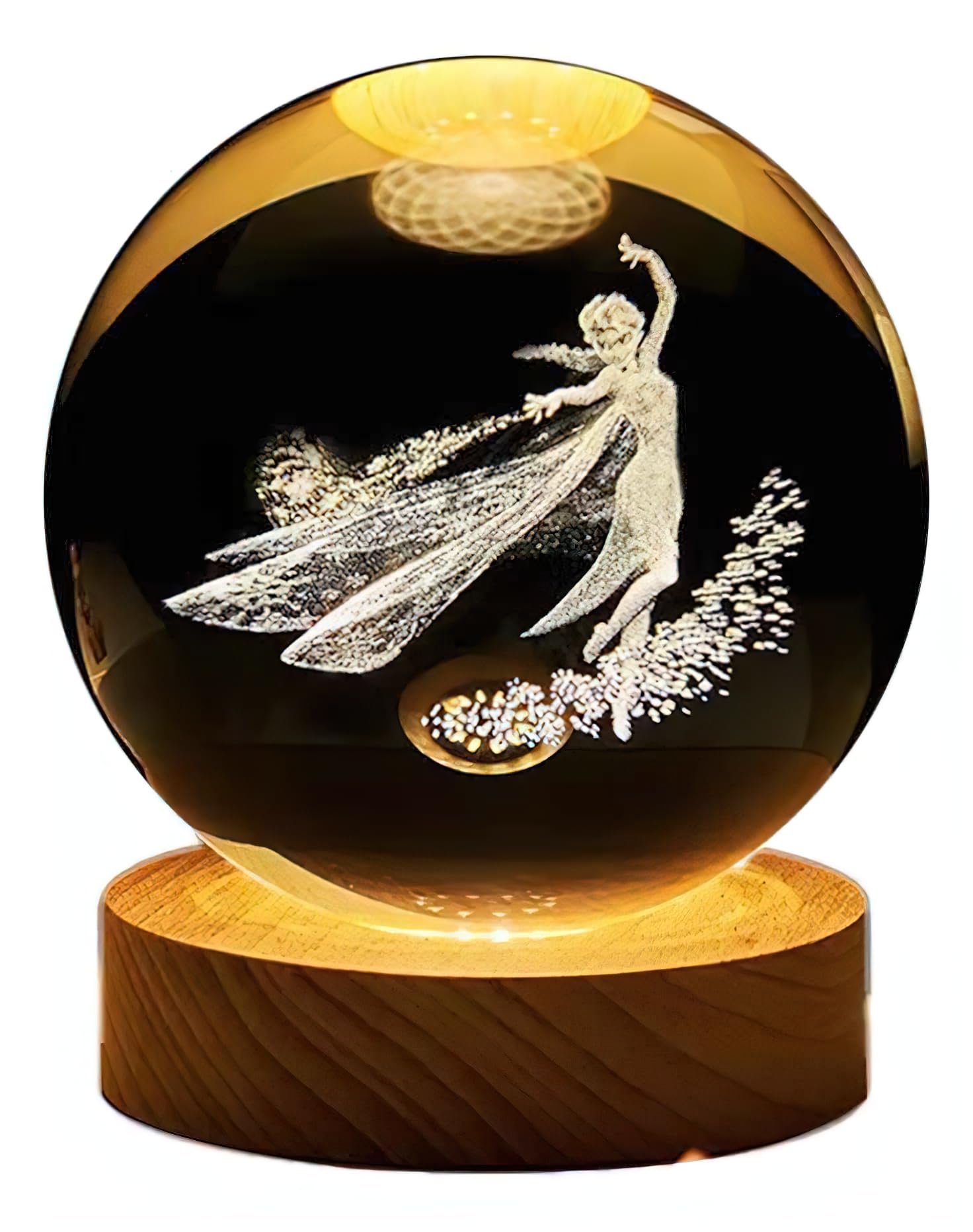 3D Frozen Let It Go Elsa 8CM Crystal Ball Night Lamp Creative Light Cute 3 D Table Lamps LED Wooden for Home Office Decoration Birthday Gift Adults-image-20