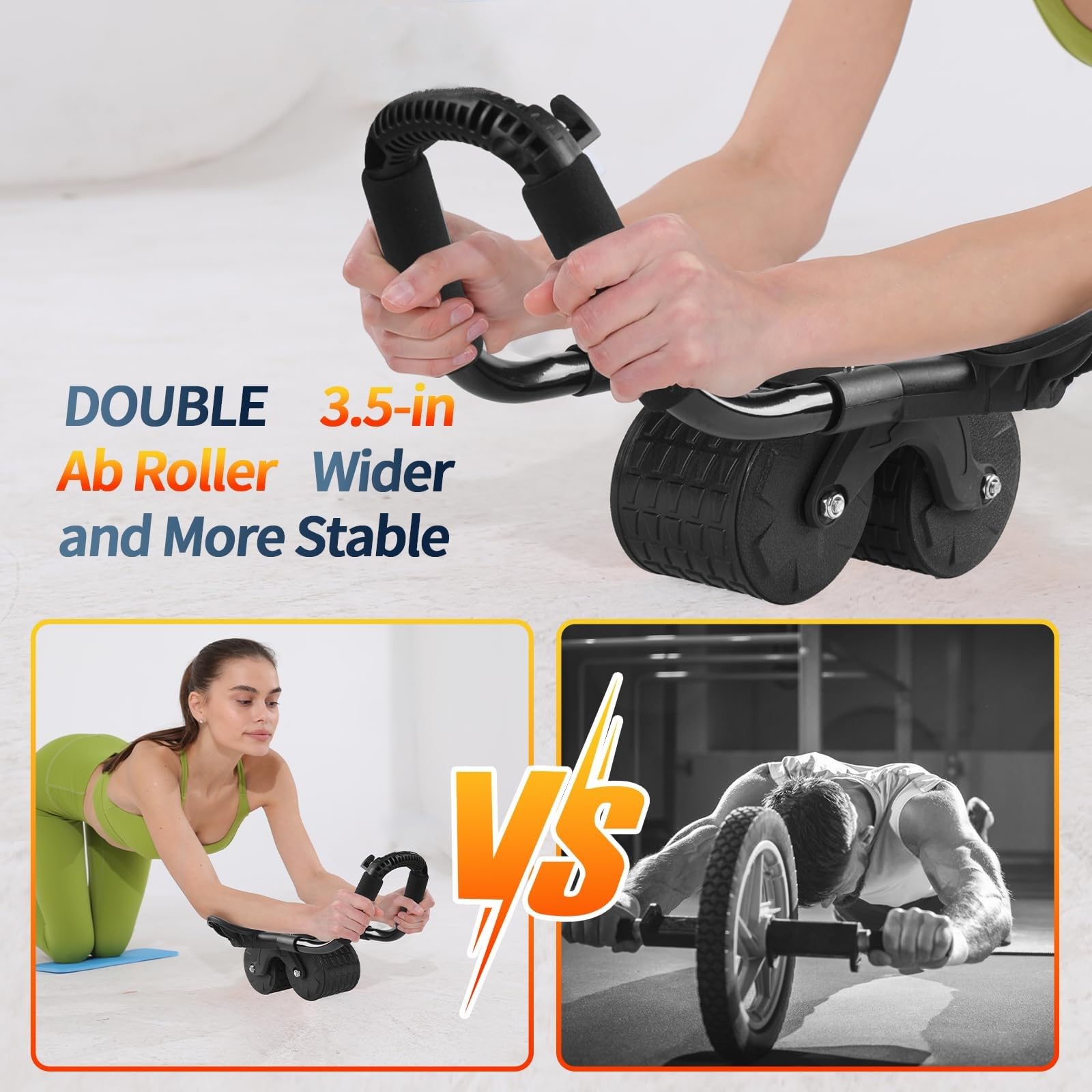 Rullo per addominal, Ruota addominali a rimbalzo automatico,per core trainer, Ruota addominale,per fitness a casa per uomini e donne