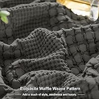 Vista 276 de PHF Fundas de almohada 100% algodón con tejido de gofre de 24 x 24 pulgadas, paquete de 2 fundas cuadradas para decoración elegante del hogar, sin