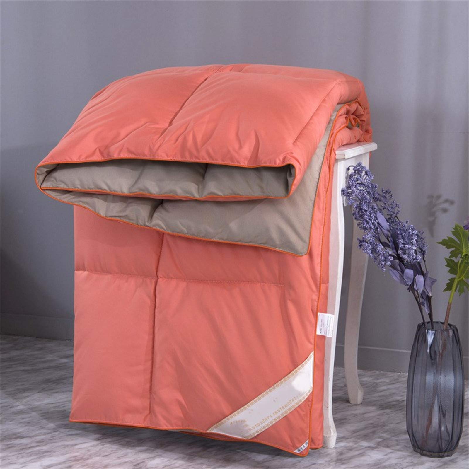King Size Duvet - 13.5 Tog Luxurious Goose Feather & Down Quilt, 40% Down King Size Bed Duvet, 100% Cotton Shell, Anti-dust Mite & Feather-proof Fabric Anti-allergen (Orange,220cmx240cm 4kg)