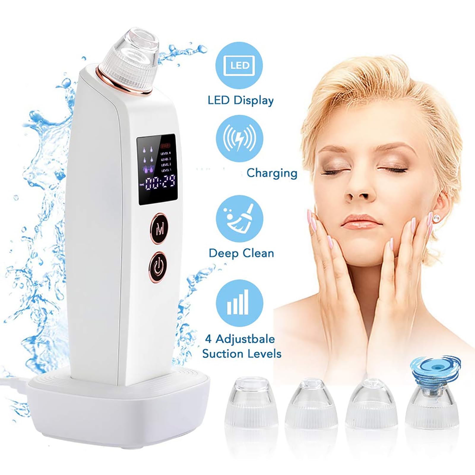 Estrattore Di Punti Neri, Strumento Per Punti Neri Con Fotocamera HD Da 30 W, Aspiratore Per Pori Per Rimozione Punti Neri, Connessione Con Smartphone/4 Potenza Di Aspirazione/4 Sonde,per Salon