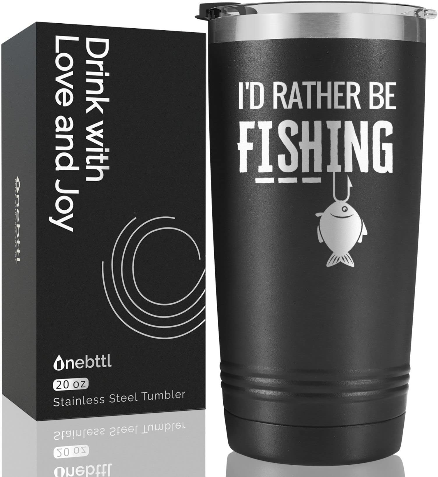 Fishing Gifts for Men-Unique Birthday Gifts for Him, Personalized Present Ideas for, Dad, Boyfriend, Coworkers, Friends,Guys Vacuum Insulated Tumbler 20oz Black- I'd Rather be FXXXing