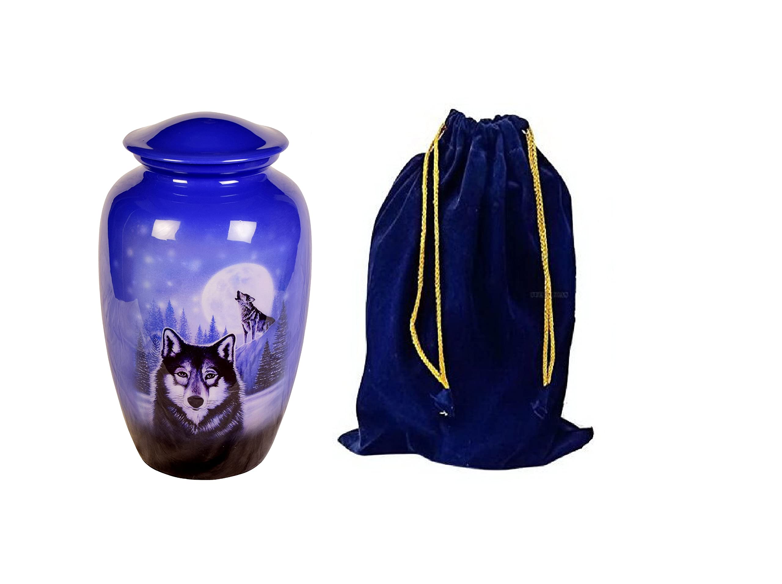Urna Funeraria Loving Memories Blu - Per Ceneri Umane Con Coperchio Filettato - Realizzata A Mano In Alluminio - 25,4 Cm - 2