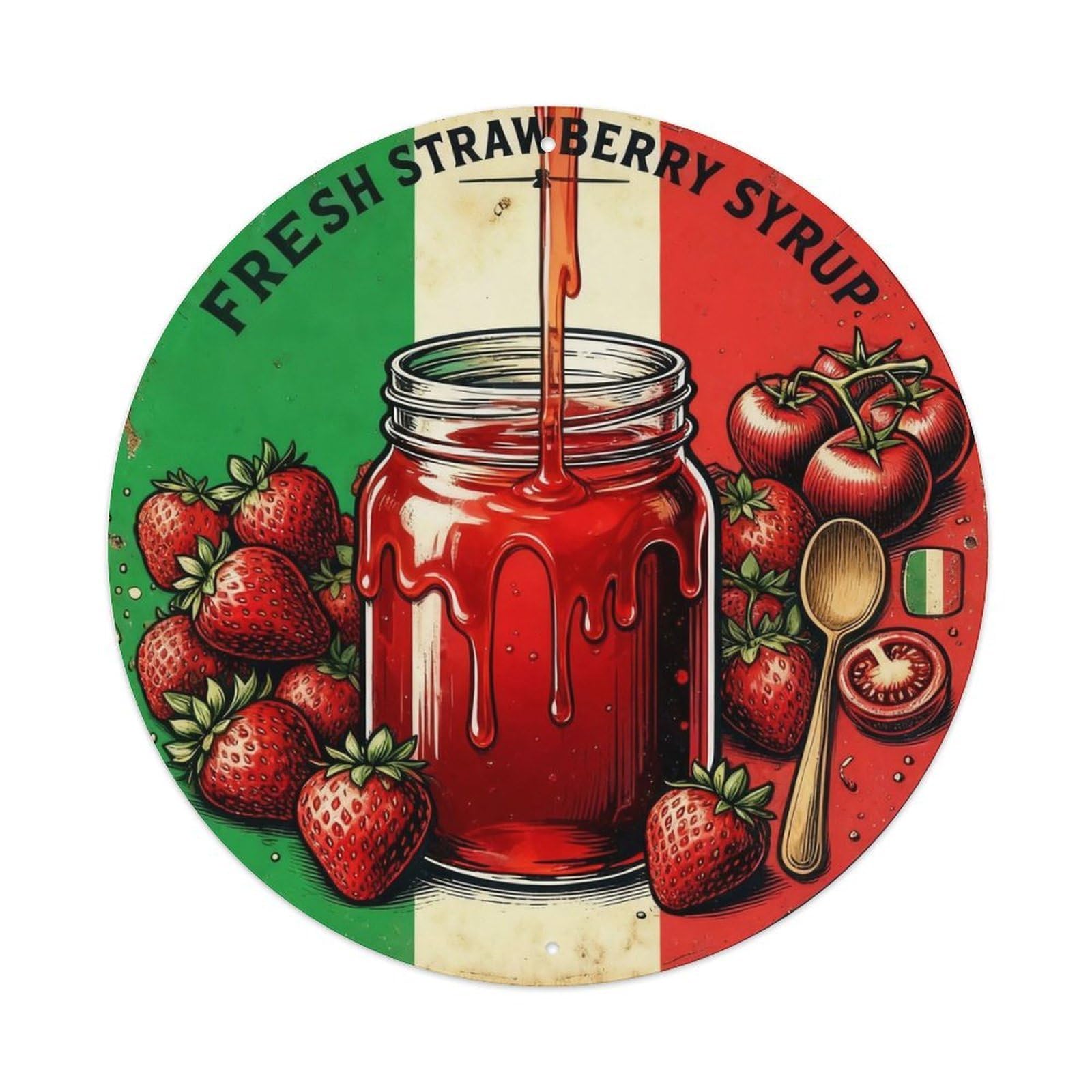 Fresh Strawberry Syrup Retro Tin Sign Metal Tin Sign Plaque