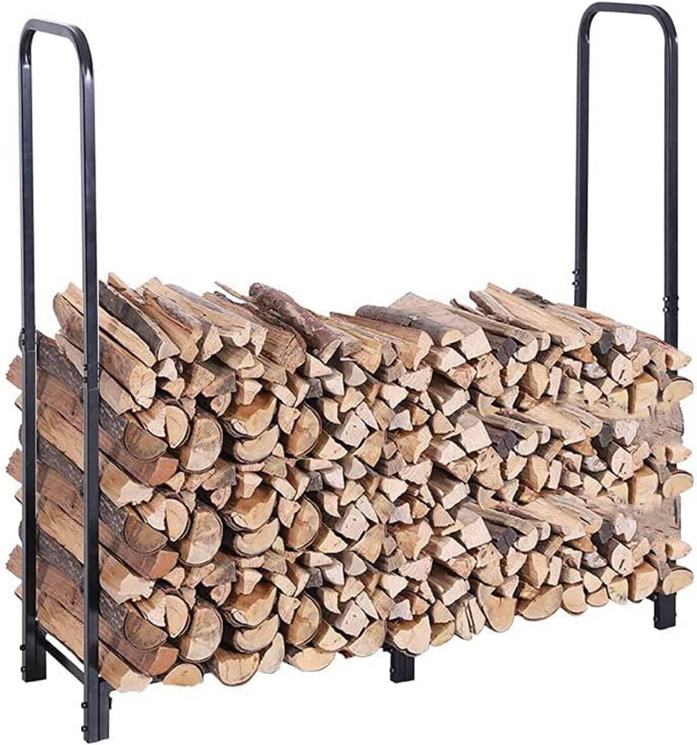 Outdoor Heavy Duty 4FT Firewood Rack, Black Square Tube