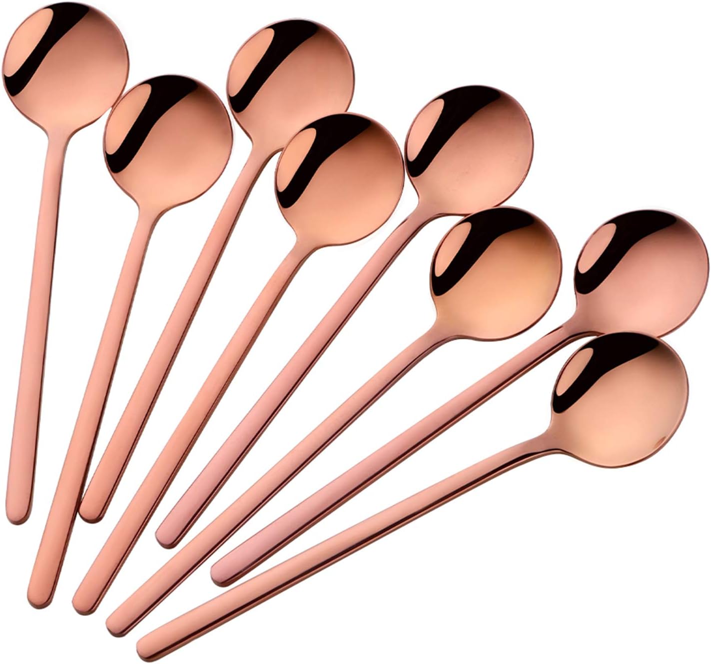 Espresso Spoons Set of 8, Poylim Cute Small Coffee Spoons, 18/10 Stainless Steel Rose Gold Demitasse Spoons for Tea, Dessert, Appetizer, 5.1-inch