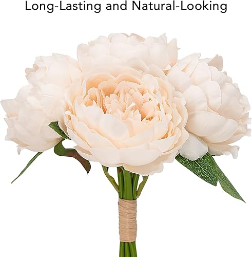 Miniatura 8 de Flores artificiales, falsas, de color blanco, paquete de 5, 25 cabezas, para boda, hogar, fiesta, restaurante