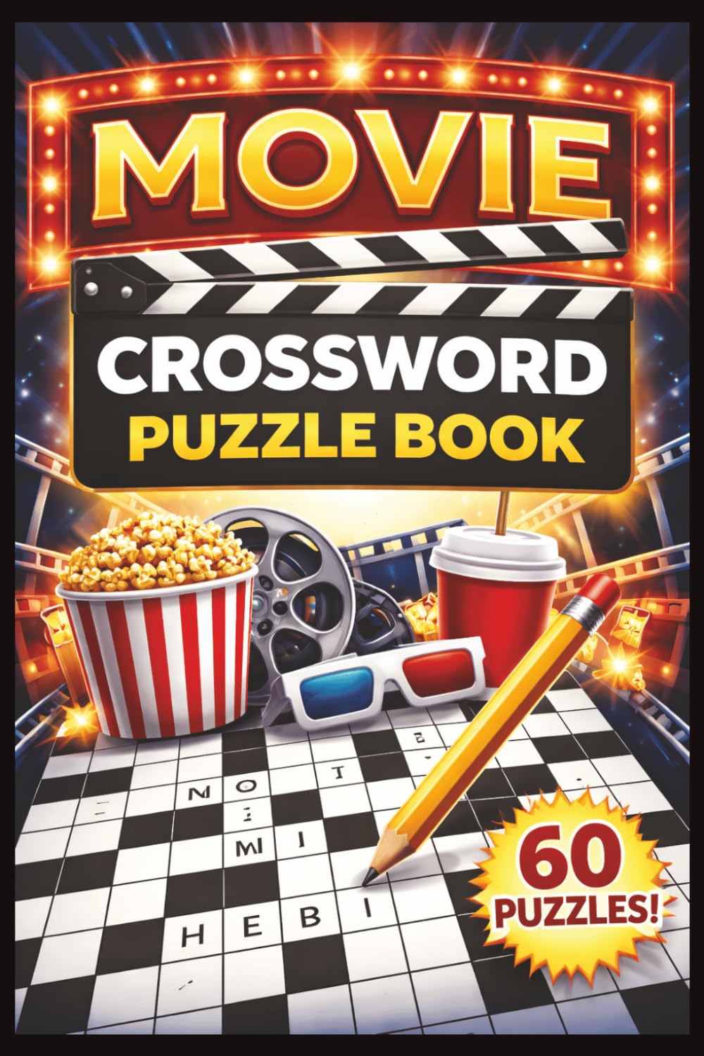 Movie crossword puzzle: crossword puzzles with easy-to-read print about movies, genres and movie casts | 6 x 9 inches, 120 pages, 60 puzzles for the movie buff.