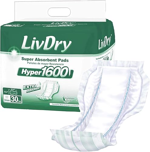 Miniatura 13 de LivDry Inserto de almohadilla de alta absorción para calzoncillos de incontinencia y pañales para adultos, mujeres y hombres, Hyper 1200 (120