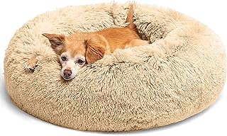 LUOJINYI Fluffy Dog Bed, Round Pet Bed, Doughnut Cat Bed, Washable with Non-Slip Base for Large, Medium and Small Dogs, 60 cm, Camel product image
