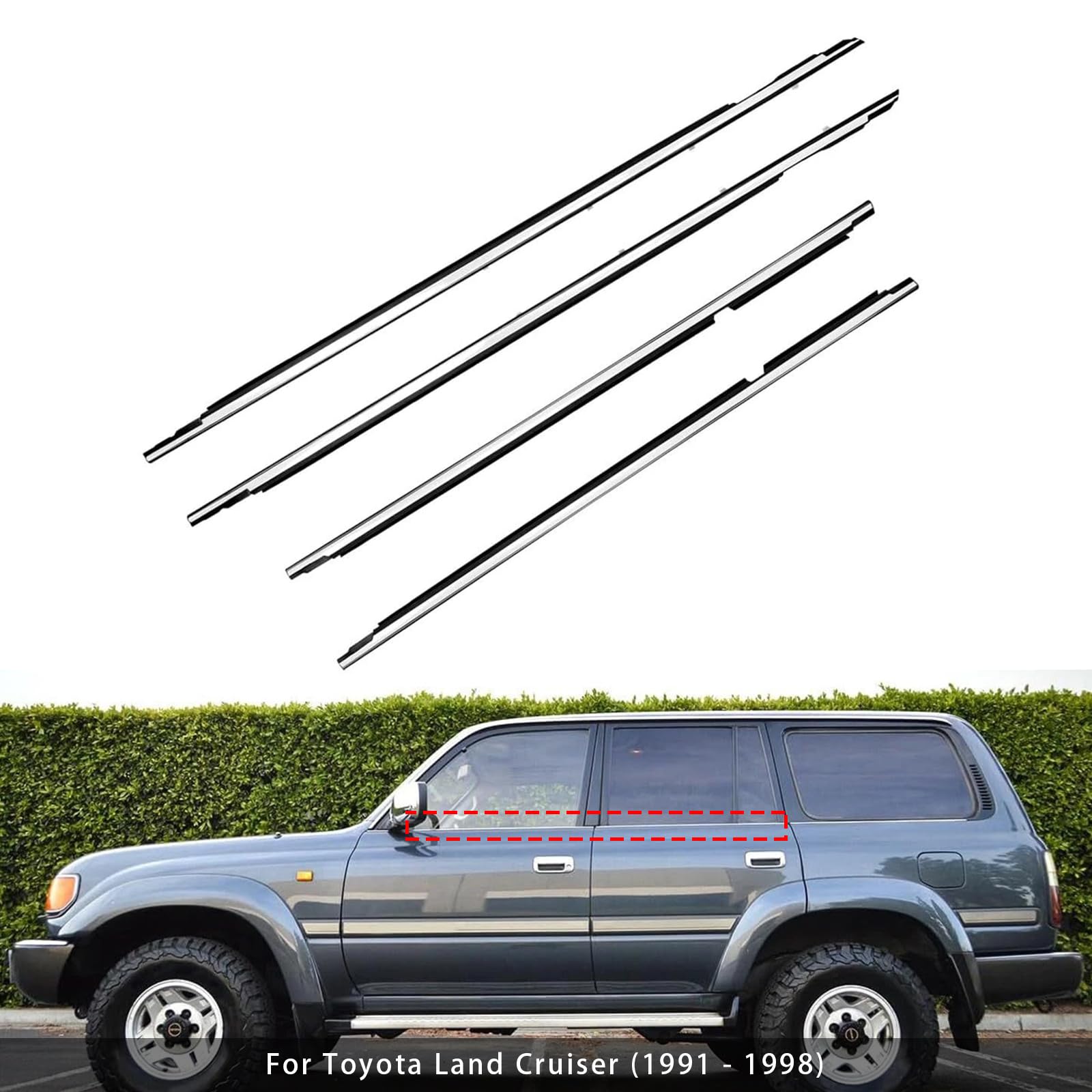 4PCS Door Belt Molding für Toyota für Land Cruiser für Lexus LX450 FJ80/ FZJ80/ HDJ80