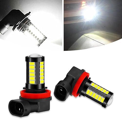 cerfioo 2 bombillas LED antiniebla H11H8 automotrices, 6500 K blancas brillantes luces antiniebla, 12 V Plug and Play 1500 lúmenes, tamaño universal