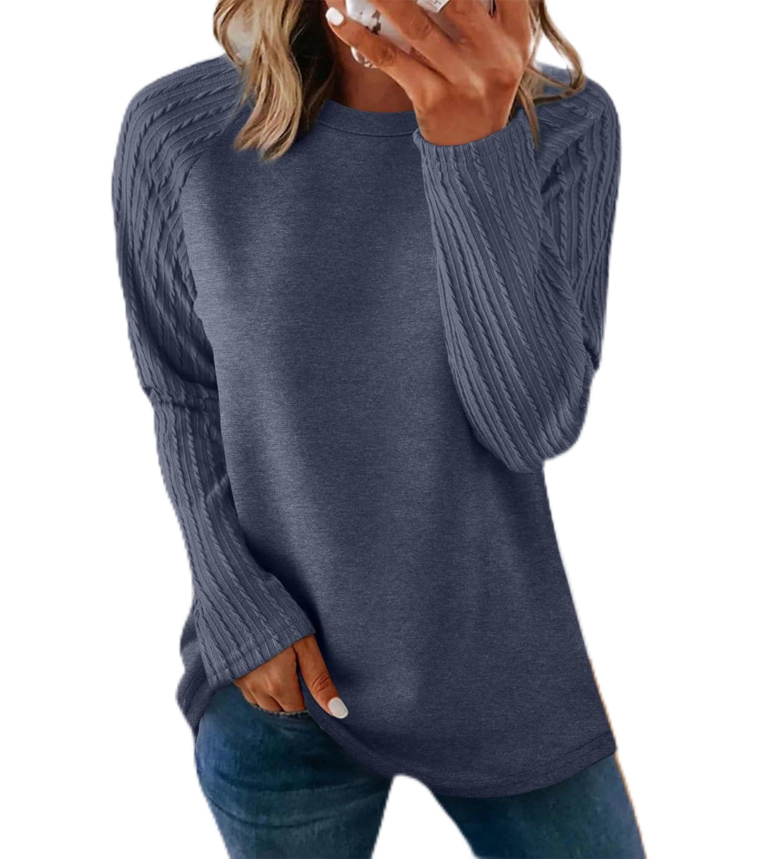 Moletom feminino de manga longa leve gola redonda macia básica de malha solta pulôver top 2025 roupas modernas outono 2025