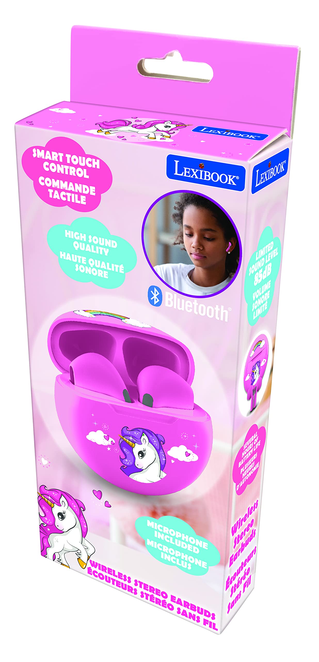 Lexibook, Unicorno, Cuffie wireless, Bluetooth con Microfono e Pulsante di controllo, Batteria Ricaricabile a Lunga Durata, HPBT05UNI