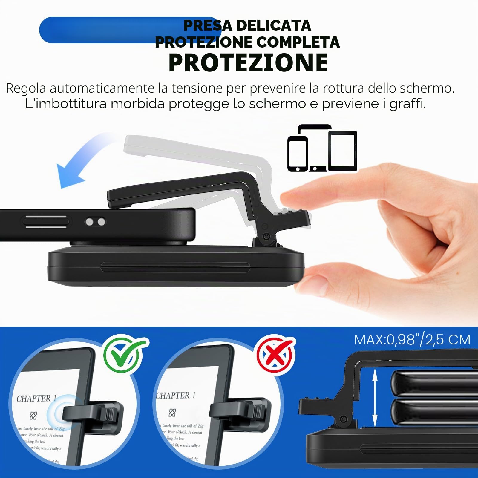 Supporto per Kindle a Collo di Cigno con Telecomando Gira Pagine per Leggere a Letto, Supporto da Scrivania per Tablet, Braccio Lungo Flessibile per Tablet, iPhone e Accessori Kindle