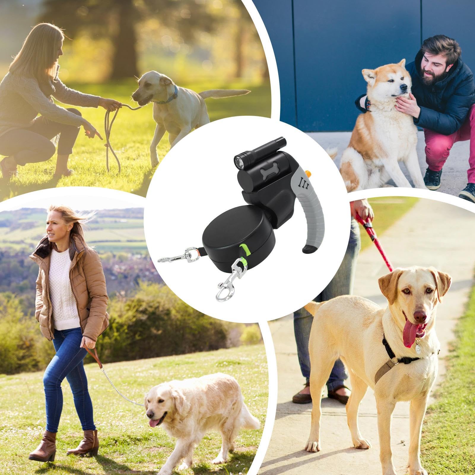 Double laisse rétractable chien Accessoires et fournitures de plein air