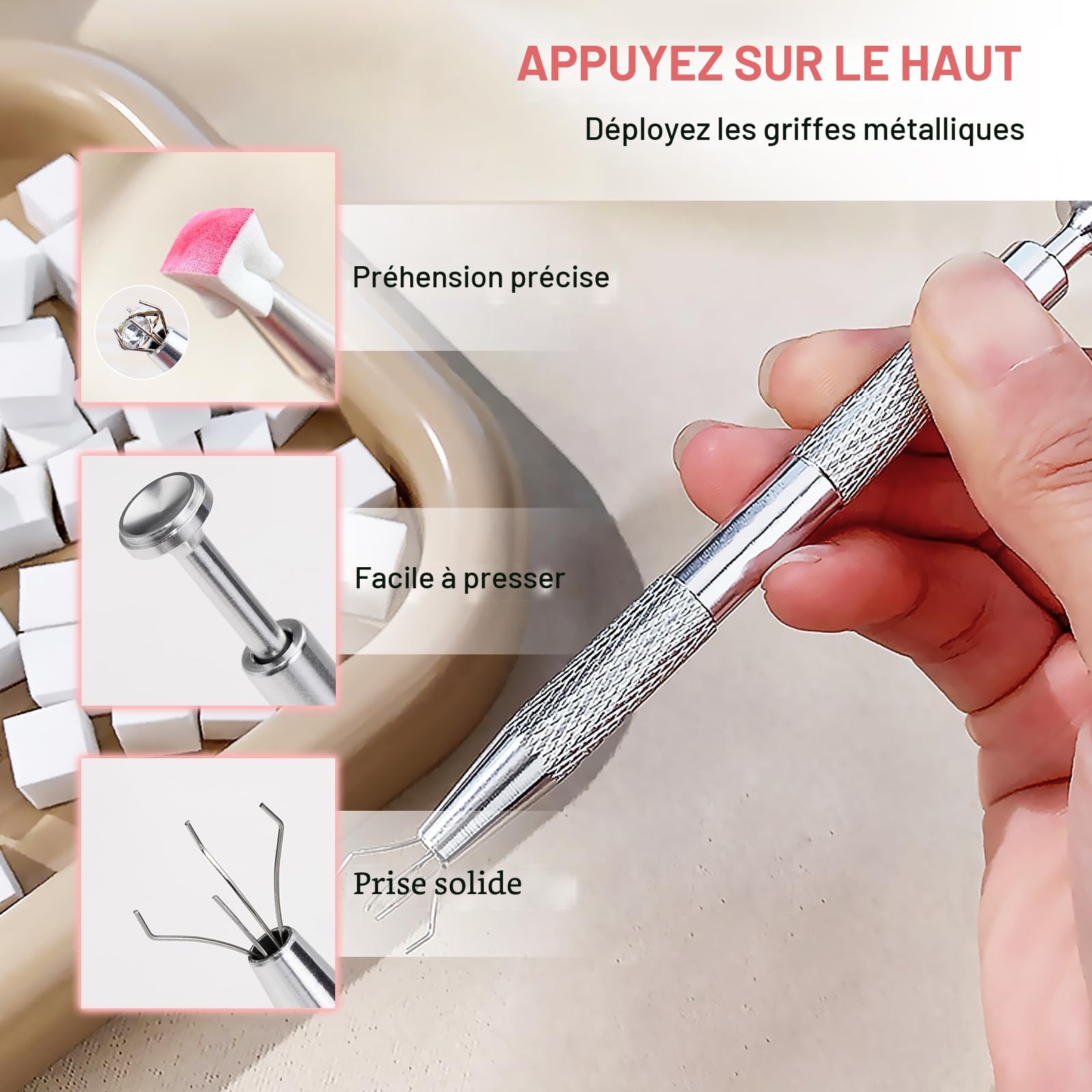 Qufiiry 100 PCS Nail Art Éponge dégradé, Avec Pince Métallique,Eponge Babyboomer Ongle,Utilisé pour Vréer une Variété de Motifs D'art de L'ongle Dégradés