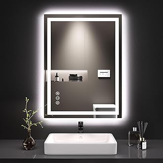 LOAAO 20X28 LED Bathroom Mirror with Lights, Anti-Fog, Dimmable, Backlit + Front Lit, Lighted Bathroom Vanity Mirror for Wall, Memory Function, Tempered Glass, Shatter-Proof, ETL Listed