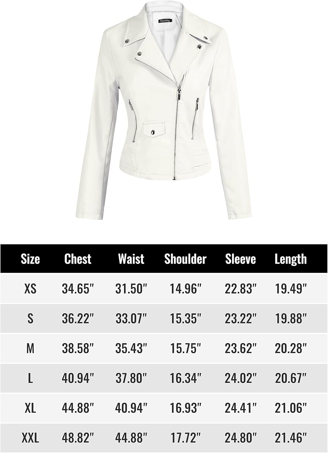 Tanming Women's Faux Leather Moto Biker Short Coat Jacket A Beige X-Small