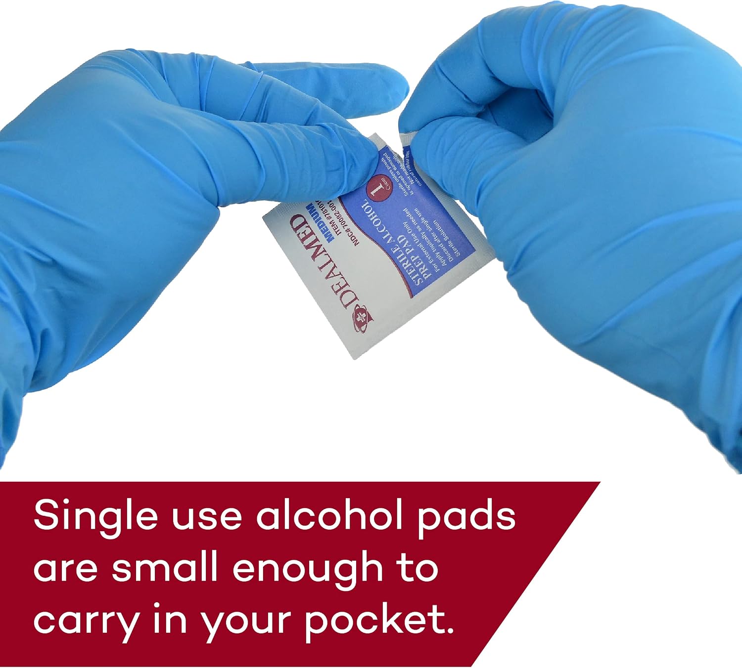 Dealmed Nitrile Exam Gloves and Alcohol Prep Pads Bundle | 200 Count Size Medium Exam Gloves Plus 200 Count Individually Wrapped Alcohol Pads image 5