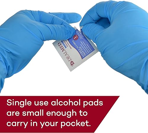 Vista 9 de Dealmed 200 almohadillas estériles de alcohol isopropílico envueltas individualmente, cuadrado mediano, 2 capas para cortes, rasguños y limpieza