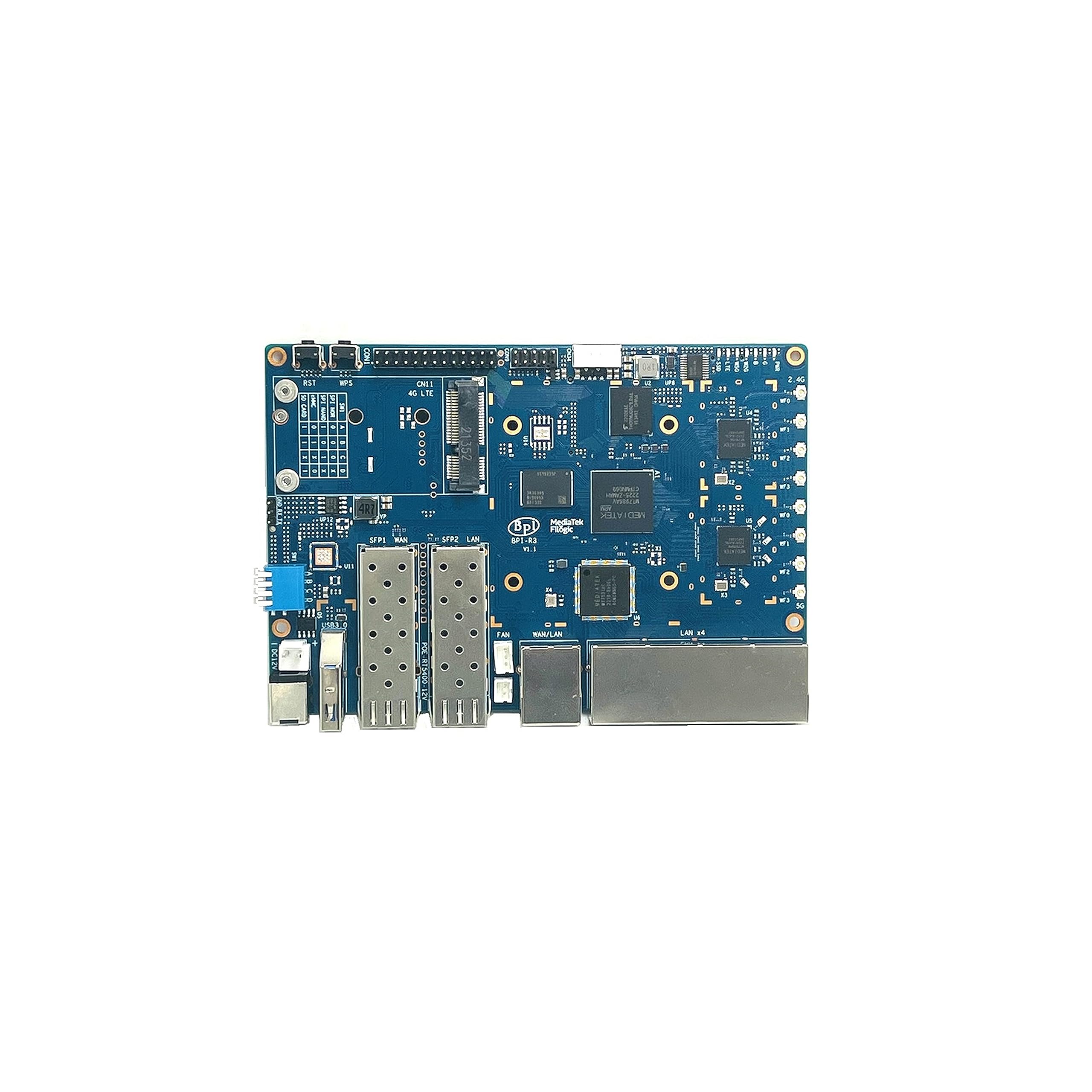 Banana Pi BPI-R3 Wi-Fi 6 OpenSource Wireless Dual-Band OpenWRT Router Board z MediaTek MT7986 (Filogic 830), obsługuje 5X GbE i 2X 2,5 GbE SFP (Bundle3-BPI R3+anteny)