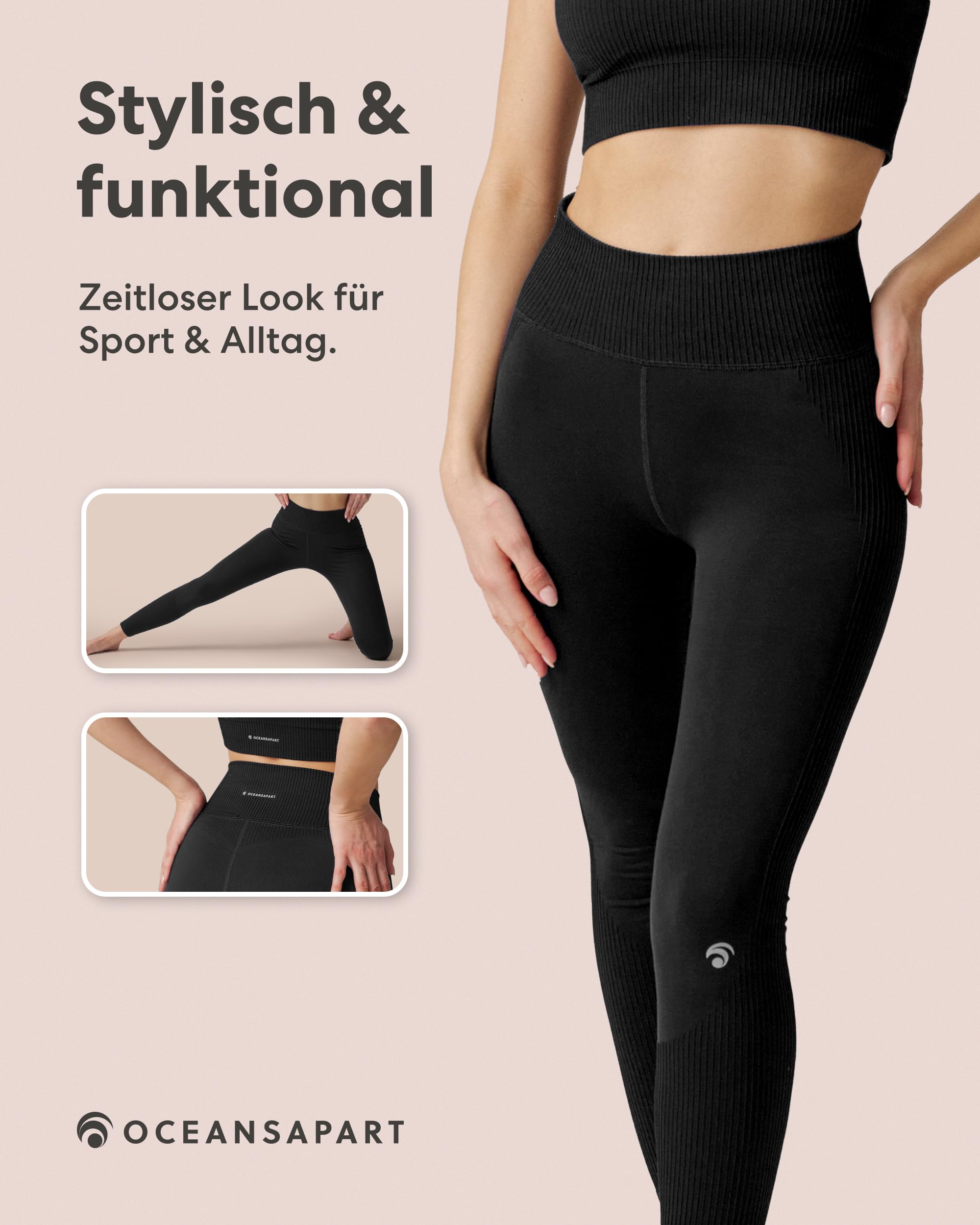 OCEANSAPART Sydney Pant - Sport Leggings Damen High Waist Yoga | Blickdicht & Nahtlos – Schnelltrocknend & Feuchtigkeitsableitend – Push-Up-Effekt für Gym & Fitness