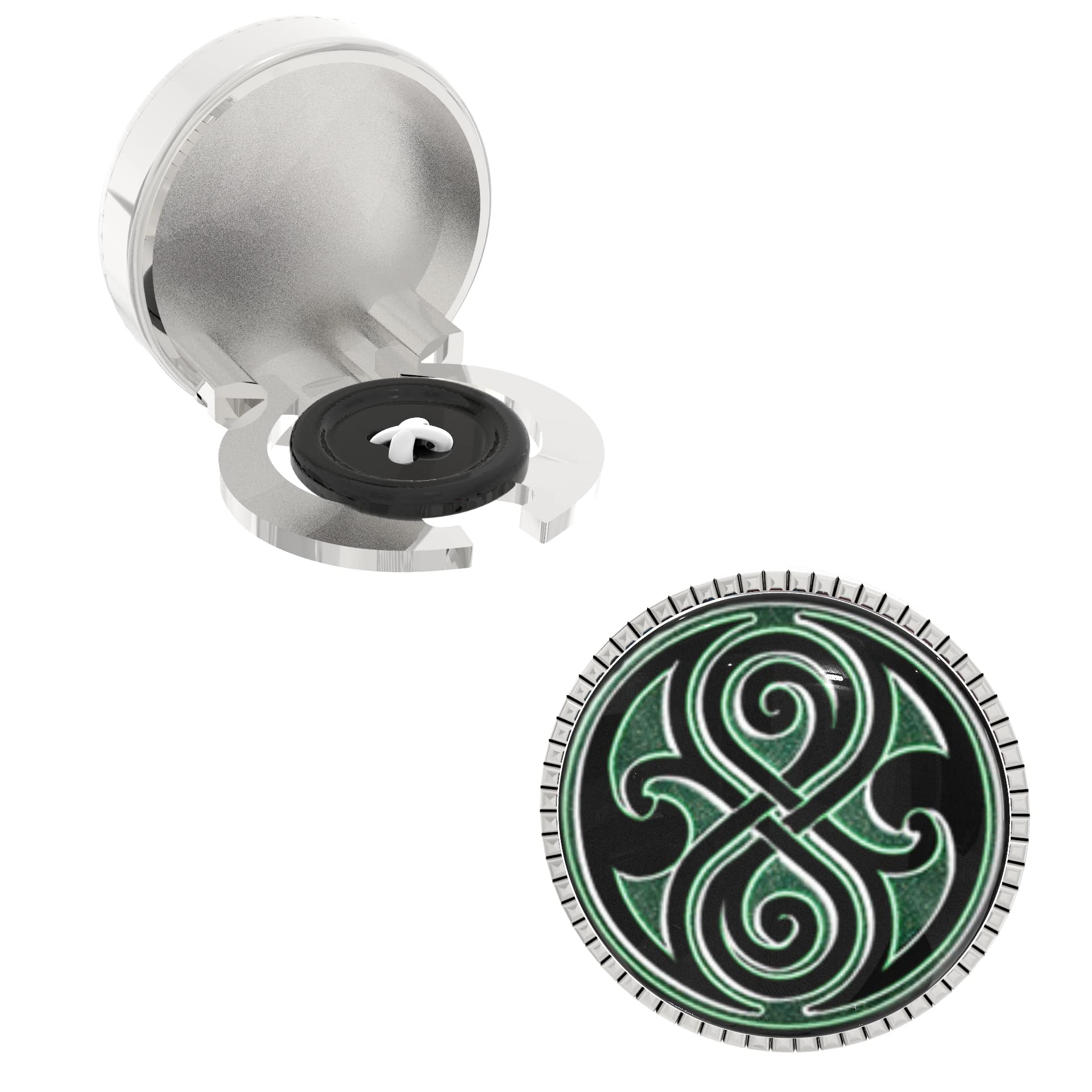 – Snap-on Shirt Button Cover Cufflinks Set for Men -Celtic Shield Design Pattern-image-6