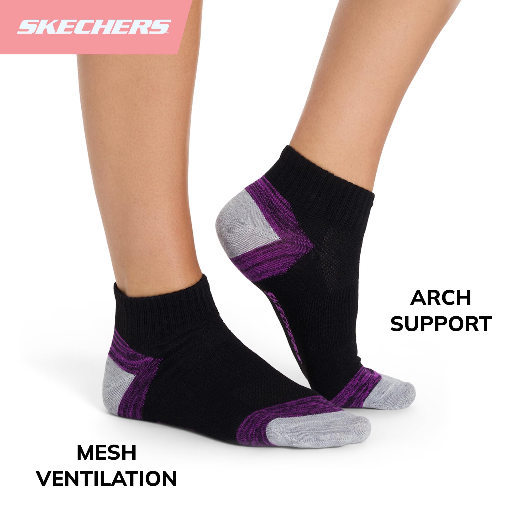 Skechers Quarter Crew skarpety damskie, 6 sztuk, ?rednioszary, 9-11