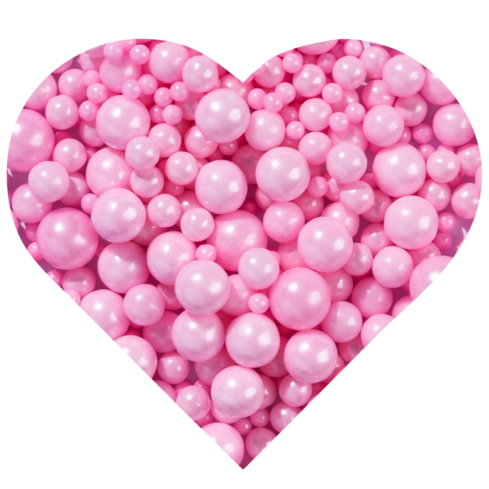 Pink Pearl Sprinkles,Edible Pearls Sugar Sprinkle,Mix Size 130g/4.58oz,Baking Edible Cake Decorations Candy,Cupcake,Cookie Donuts Ice Cream Decorating,Birthday,Anniversary Party Supplies