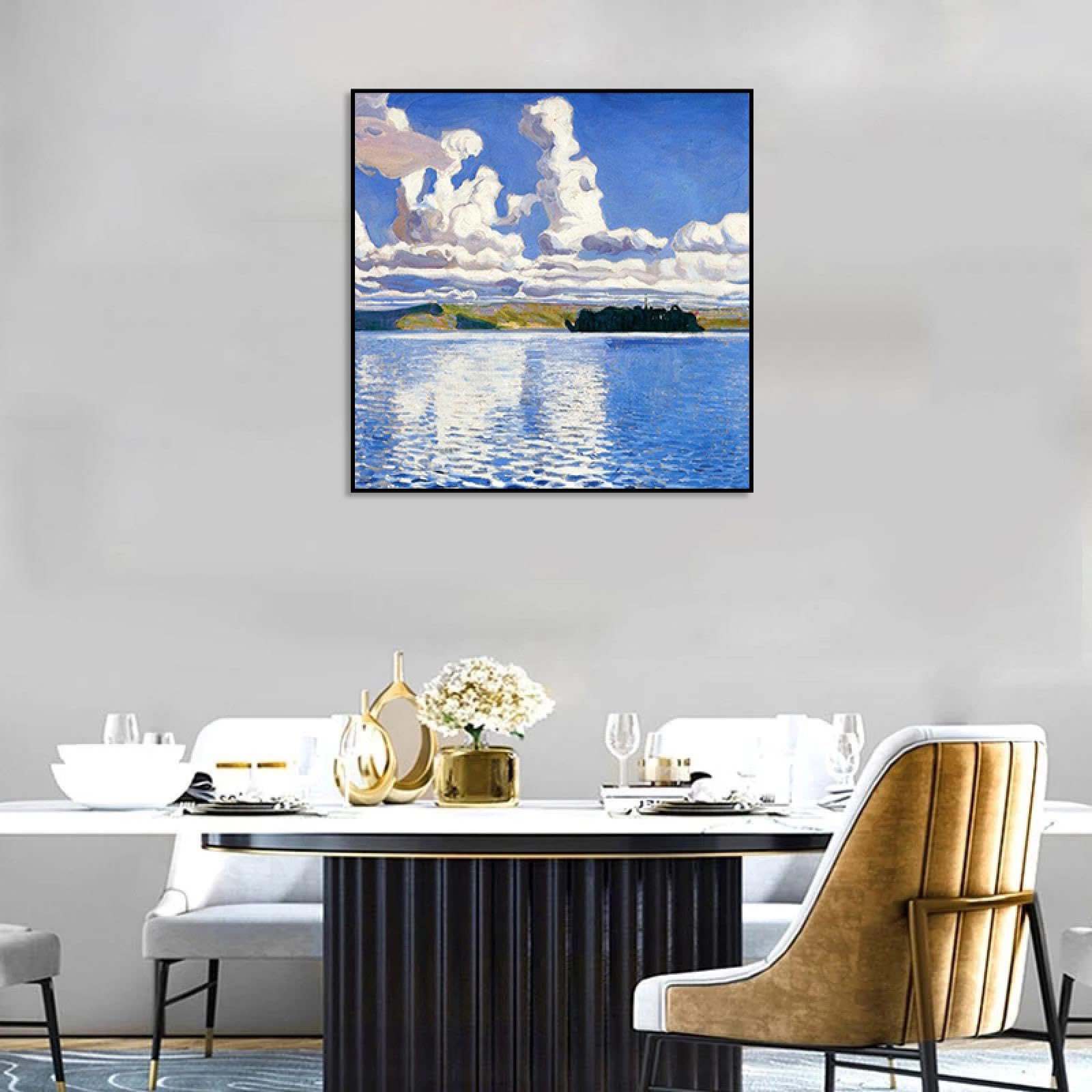 Phyrek123 Akseli Gallen-Kallela Láminas artísticas Reproducciones de pinturas famosas Cloud Towers Cuadros de arte de pared de lienzo para decoración 50x50cm Enmarcado negro