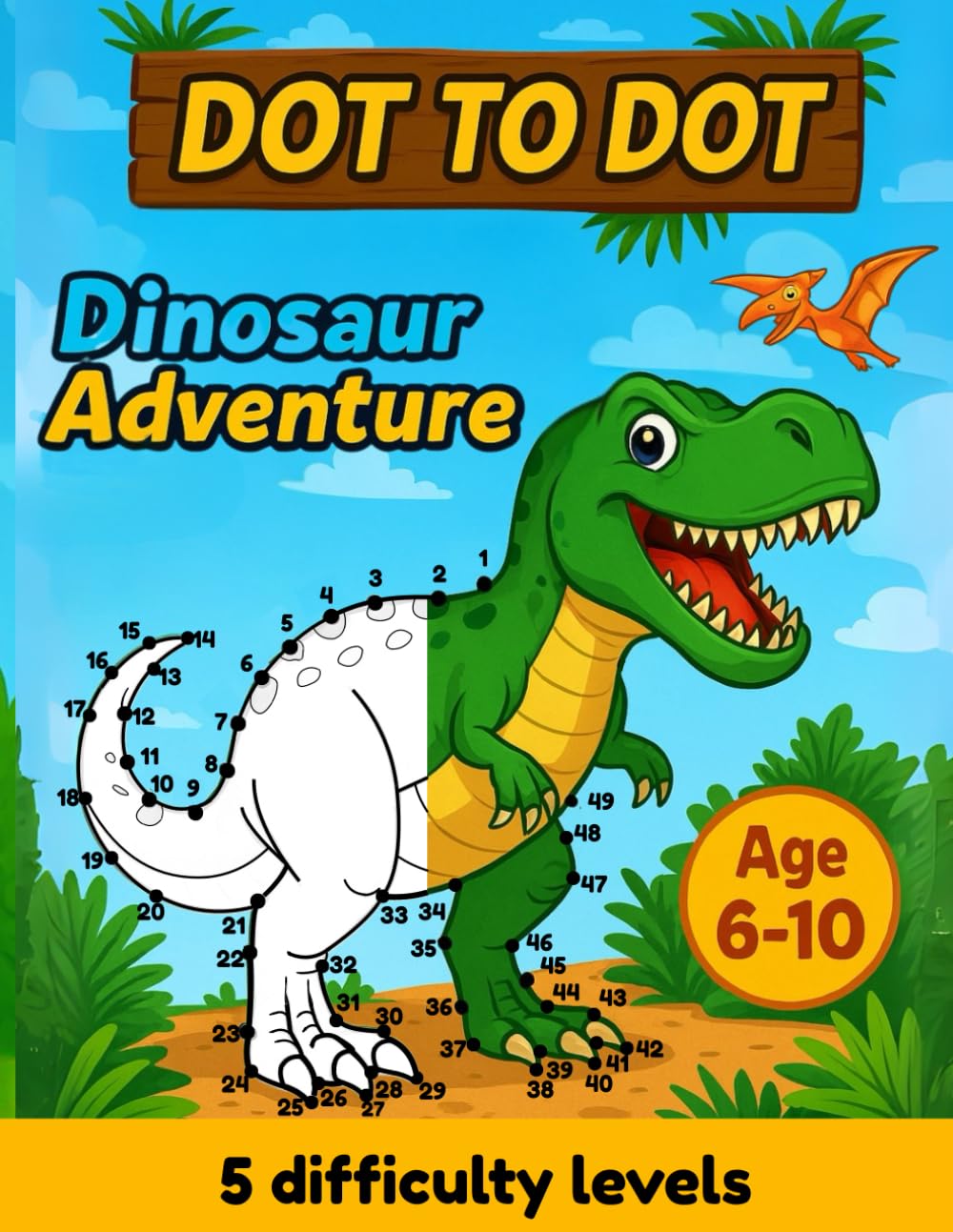 Dot to Dot Dinosaurs for Kids Ages 6–10: Connect the Dots Up to 250 | Challenging Dinosaur Puzzles | Fun & Brain-Boosting Activities